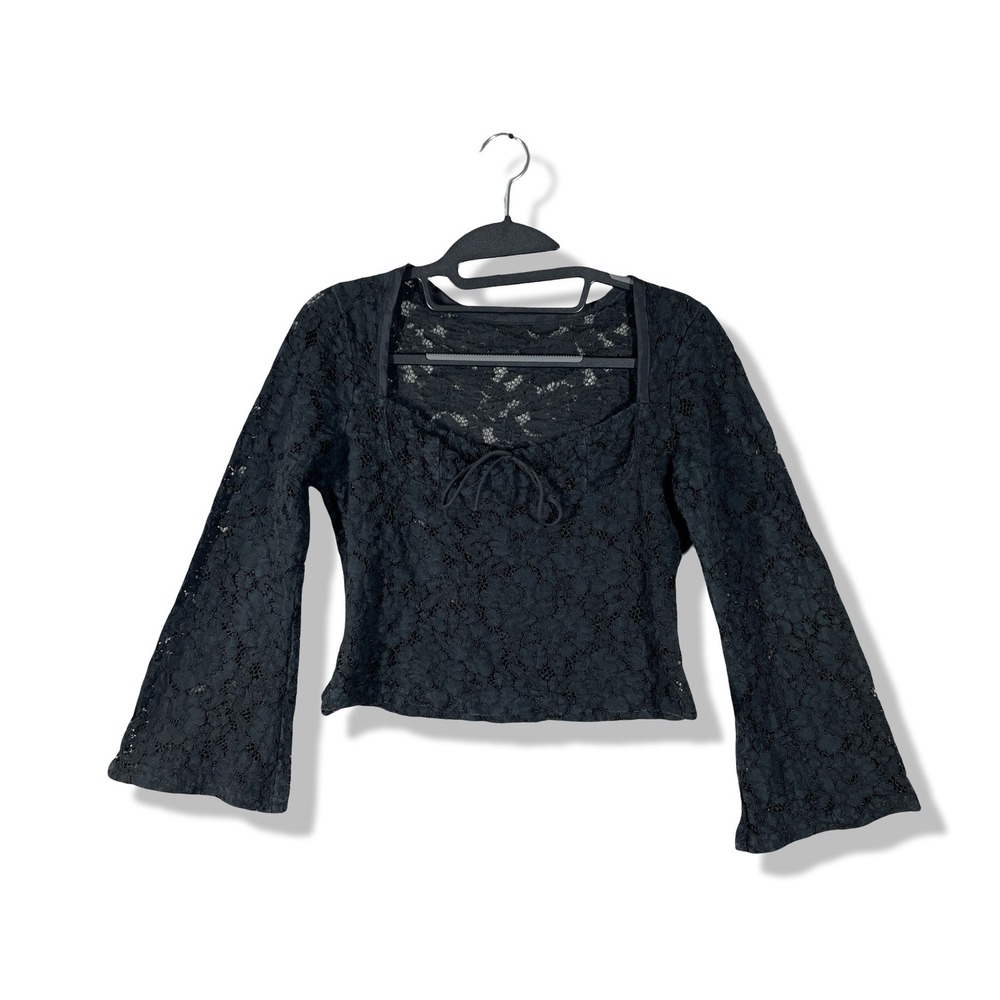 Unbranded Lace Top Women Size M Black Coquette Goth Whimsigoth Fairycore Y2K